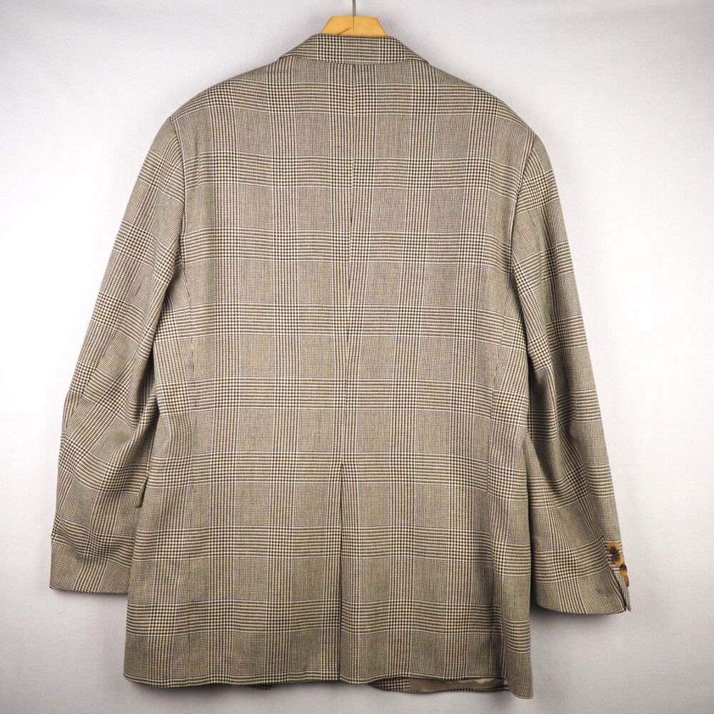 Ralph Lauren Polo University Club Tan Houndstooth Sport Coat Men 44R Silk Wool - Picture 6 of 13
